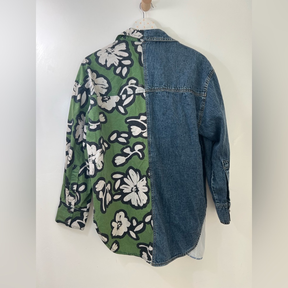 Oversized Patchwork Button Down Shirt. Sz S - image 6